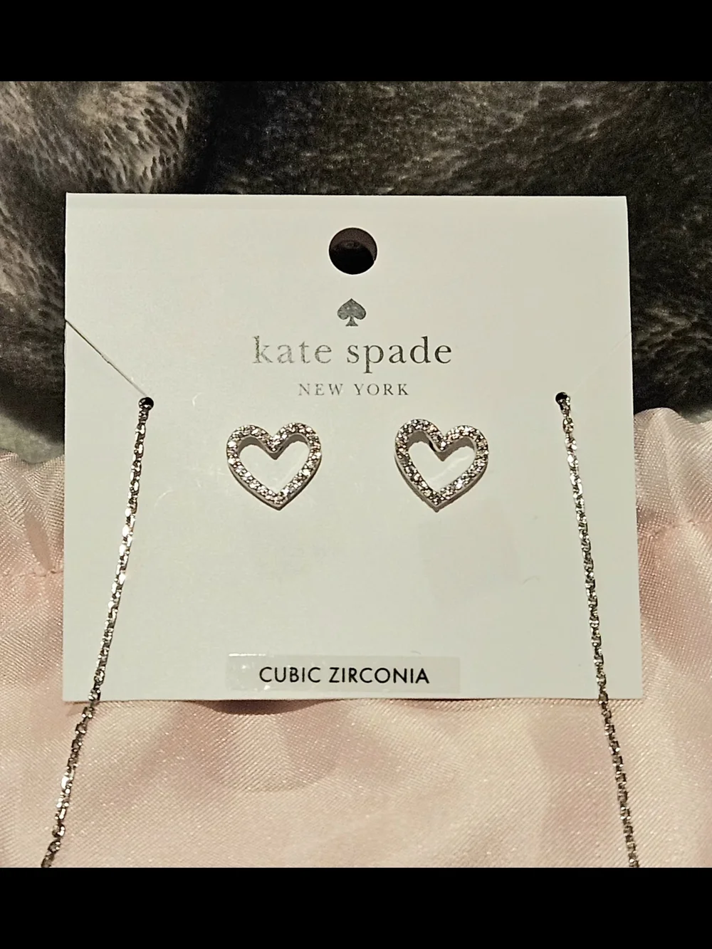 Kate Spade Silver Open Heart Pavé Stud Earrings and Necklace